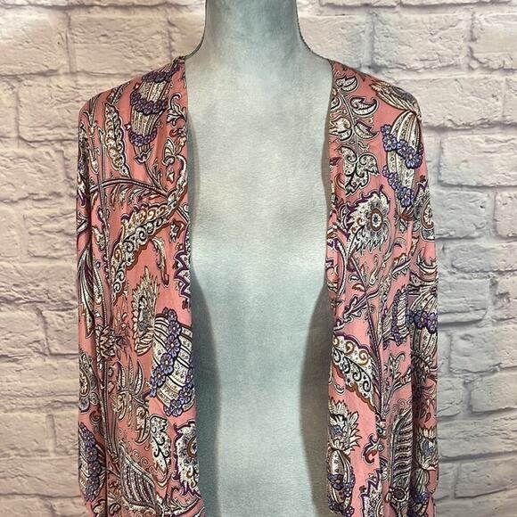 NWT Easel Los Angeles pink paisley kimono - Picture 2 of 12